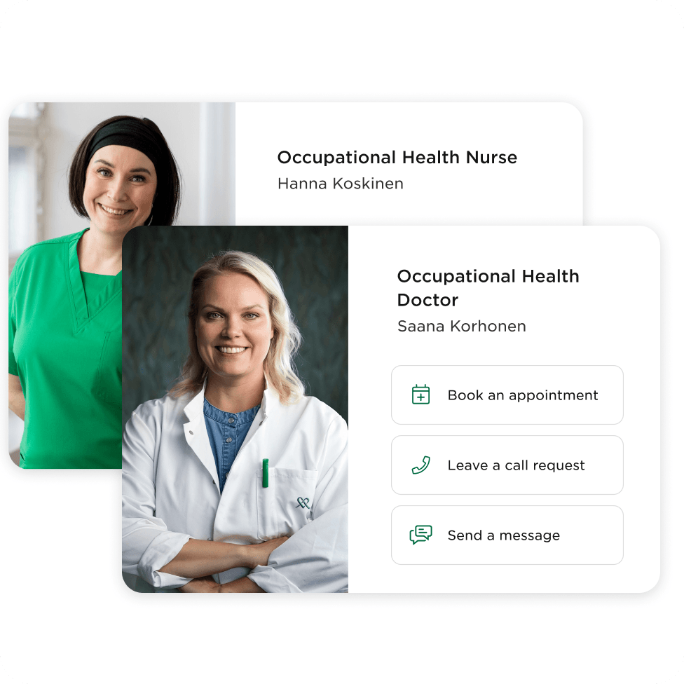 A screenshot of occupational health from the Digital Clinic